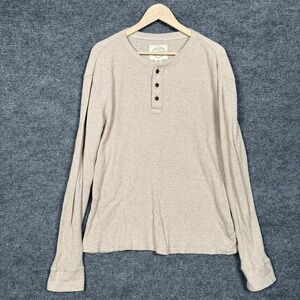 Vintage Y2K St.John's Bay Size Large Shirt Tan Cotton Henley Waffle Knit Thermal